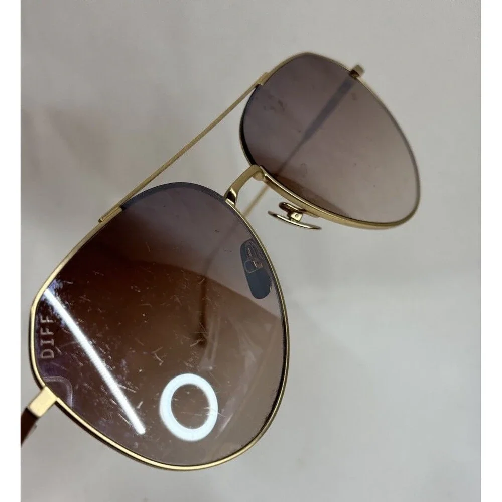 DIFF Eyewear Sunglasses Aviator Gold Frame Gradient Brown Lens Unisex